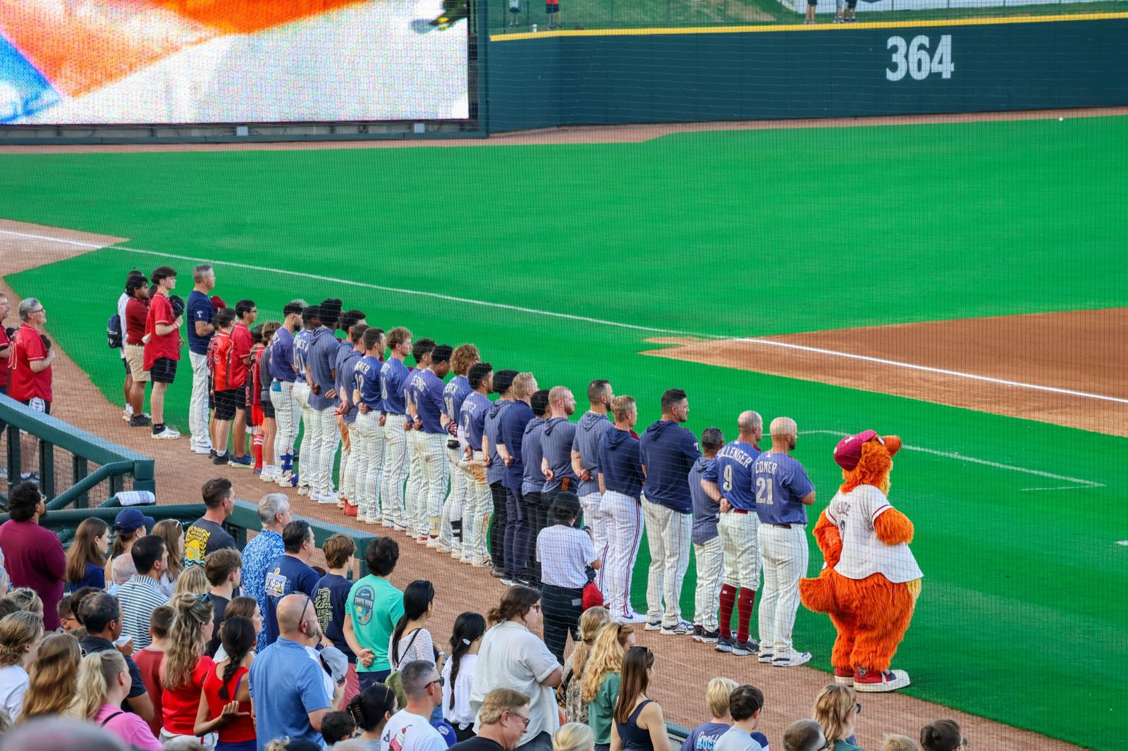 Teams lined up for the anthem